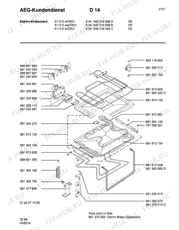 Взрыв-схема плиты (духовки) Aeg 5110E-W - Схема узла Section3